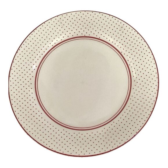 Table Mates Red Polka Dot Dinner Plates Set Of 4 Malaysia Ceramic - Picture 3 of 4